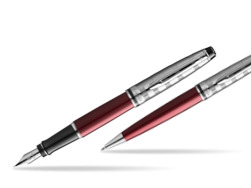 Zestaw prezentowy pióro wieczne + długopis Waterman Expert DeLuxe Ciemnoczerwony