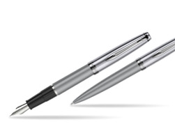Zestaw prezentowy pióro wieczne +długopis Waterman Embleme DeLuxe Metaliczny Szary