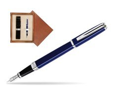 Pióro wieczne Waterman Exception Slim Laka Niebieska CT w pudełku drewnianym Mahoń Single Ecru