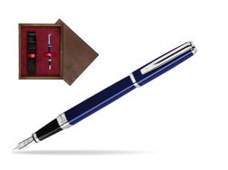 Pióro wieczne Waterman Exception Slim Laka Niebieska CT w pudełku drewnianym Wenge Single Bordo