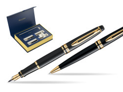 Zestaw prezentowy pióro wieczne + długopis Waterman Expert Czarny GT