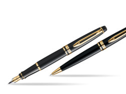 Zestaw prezentowy pióro wieczne + długopis Waterman Expert Czarny GT