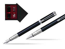 Zestaw prezentowy pióro wieczne + długopis Waterman Perspective Czarny CT w pudełku drewnianym Czerń Double Bordo