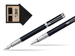Zestaw prezentowy pióro wieczne + długopis Waterman Perspective Czarny CT w pudełku drewnianym Czerń Double Ecru
