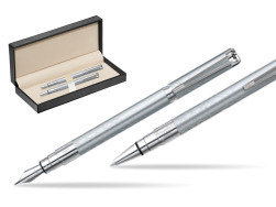 Zestaw prezentowy pióro wieczne + długopis Waterman Perspective Srebrny CT w pudełku classic pure black
