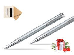 Zestaw prezentowy pióro wieczne + długopis Waterman Perspective Srebrny CT w pudełku Jubileusz 2