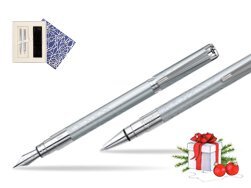Zestaw prezentowy pióro wieczne + długopis Waterman Perspective Srebrny CT w pudełku Uniwersalne z etui
