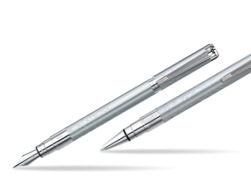 Zestaw prezentowy pióro wieczne + długopis Waterman Perspective Srebrny CT