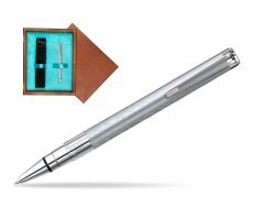 Długopis Waterman Perspective Srebrny CT w pudełku drewnianym Mahoń Single Turkus