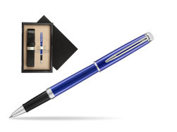 Pióro kulkowe Waterman Hémisphère Bright Blue  w pudełku drewnianym Czerń Single Ecru