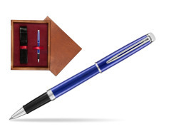 Pióro kulkowe Waterman Hémisphère Bright Blue  w pudełku drewnianym Mahoń Single Bordo