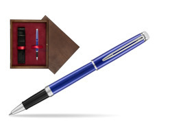 Pióro kulkowe Waterman Hémisphère Bright Blue  w pudełku drewnianym Wenge Single Bordo