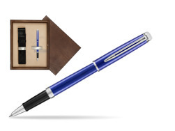 Pióro kulkowe Waterman Hémisphère Bright Blue  w pudełku drewnianym Wenge Single Ecru