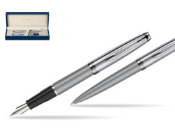Zestaw prezentowy pióro wieczne +długopis Waterman Embleme DeLuxe Metaliczny Szary