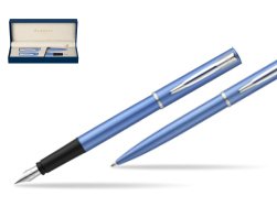Zestaw prezentowy pióro wieczne + długopis Waterman Allure niebieski CT
