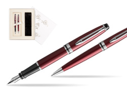Zestaw prezentowy pióro wieczne + długopis Waterman Expert Ciemnoczerwony CT