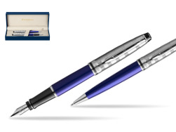 Zestaw prezentowy pióro wieczne + długopis Waterman Expert DeLuxe Granatowy CT
