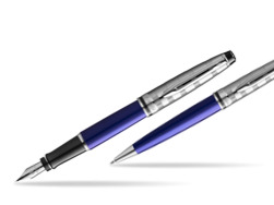 Zestaw prezentowy pióro wieczne + długopis Waterman Expert DeLuxe Granatowy CT