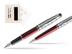 Zestaw prezentowy pióro wieczne + długopis Waterman Expert DeLuxe Ciemnoczerwony