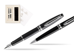 Zestaw prezentowy pióro wieczne + długopis Waterman Expert Czarny CT Złota stalówka 18k