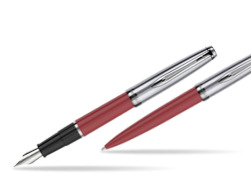Zestaw prezentowy pióro wieczne +długopis Waterman Embleme Core Czerwony