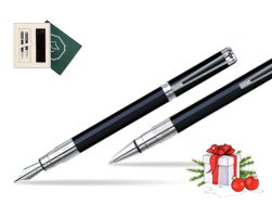 Zestaw prezentowy pióro wieczne + długopis Waterman Perspective Czarny CT w pudełku Wiedza i Nauka