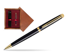 Długopis Waterman Hémisphère Czerń GT w pudełku drewnianym Mahoń Single Bordo