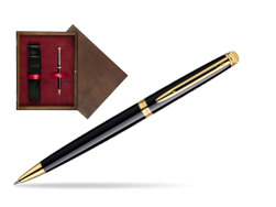 Długopis Waterman Hémisphère Czerń GT w pudełku drewnianym Wenge Single Bordo
