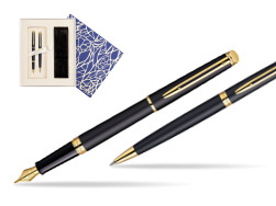 Zestaw prezentowy pióro wieczne + długopis Waterman Hémisphère Czerń Matowa GT w pudełku Uniwersalne z etui