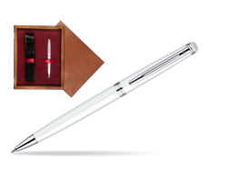Długopis Waterman Hémisphère Biel CT w pudełku drewnianym Mahoń Single Bordo