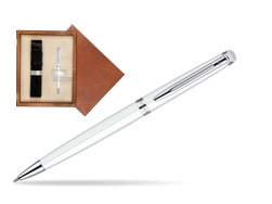 Długopis Waterman Hémisphère Biel CT w pudełku drewnianym Mahoń Single Ecru