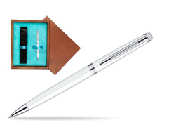 Długopis Waterman Hémisphère Biel CT w pudełku drewnianym Mahoń Single Turkus
