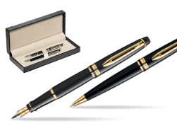 Zestaw prezentowy pióro wieczne + długopis Waterman Expert Czarny GT w pudełku classic black
