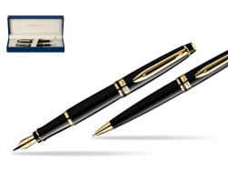 Zestaw prezentowy pióro wieczne + długopis Waterman Expert Czarny GT