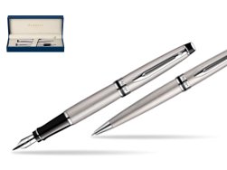 Zestaw prezentowy pióro wieczne + długopis Waterman Expert Stalowy CT