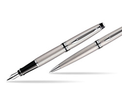 Zestaw prezentowy pióro wieczne + długopis Waterman Expert Stalowy CT