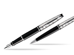Zestaw prezentowy pióro wieczne + długopis Waterman Expert Deluxe Czarny CT